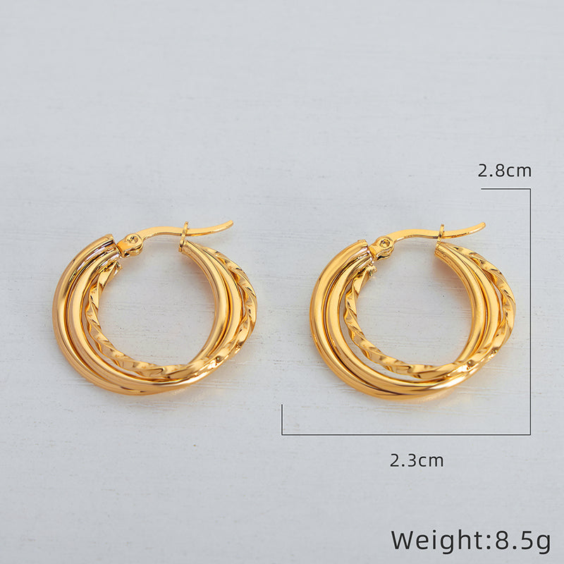 1 Pair Ig Style Simple Style Solid Color Plating Inlay Titanium Steel Pearl 18k Gold Plated Earrings