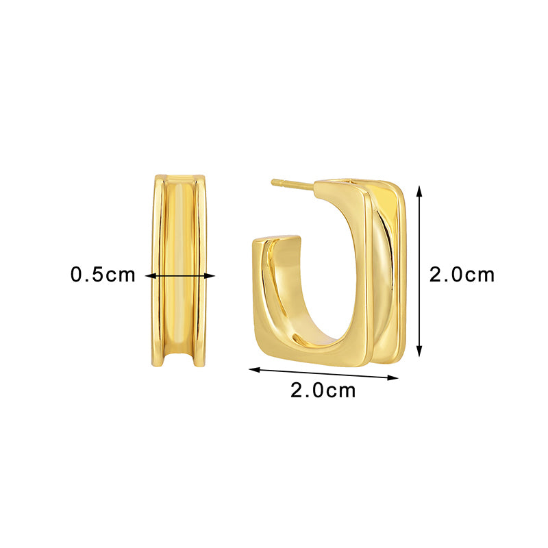 1 Pair Retro Simple Style Geometric Plating Inlay Copper Zircon 18k Gold Plated Earrings