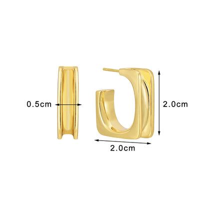 1 Pair Retro Simple Style Geometric Plating Inlay Copper Zircon 18k Gold Plated Earrings