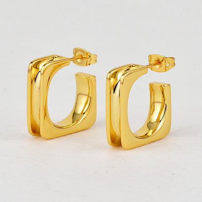 1 Pair Retro Simple Style Geometric Plating Inlay Copper Zircon 18k Gold Plated Earrings