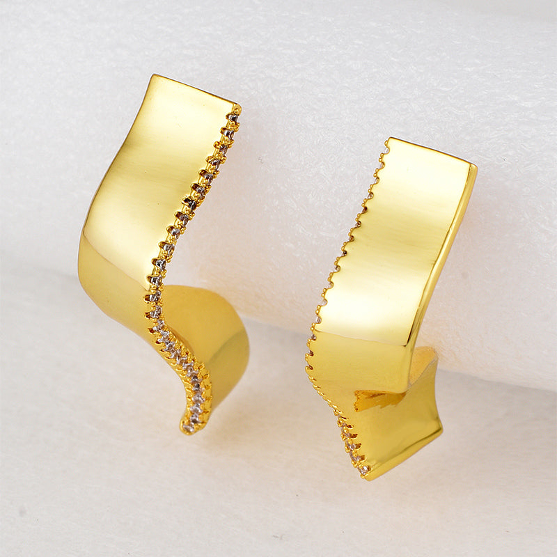 1 Pair Retro Simple Style Geometric Plating Inlay Copper Zircon 18k Gold Plated Earrings