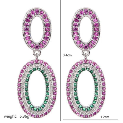 1 Pair Retro O-shape Plating Inlay Copper Zircon White Gold Plated Drop Earrings