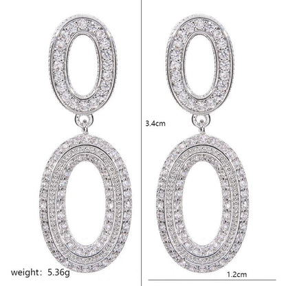 1 Pair Retro O-shape Plating Inlay Copper Zircon White Gold Plated Drop Earrings