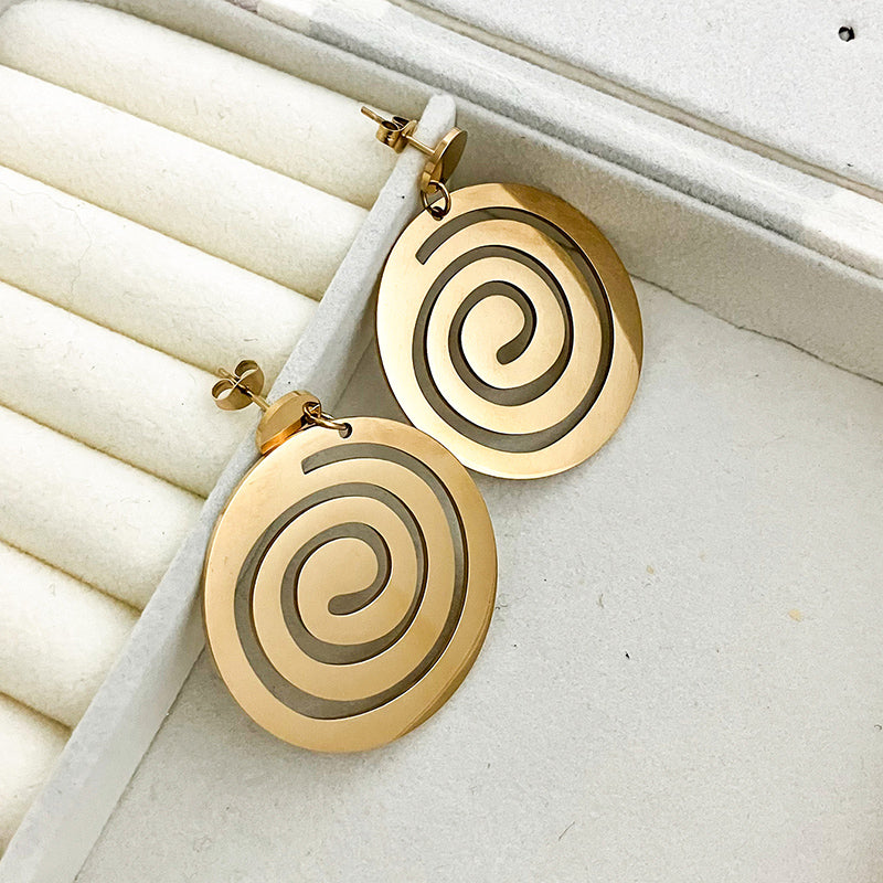 1 Pair Casual Simple Style Roman Style Round Plating Stainless Steel Gold Plated Ear Studs