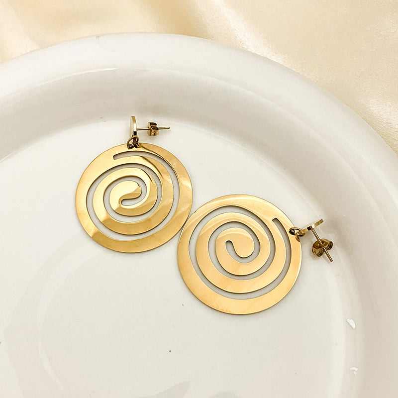 1 Pair Casual Simple Style Roman Style Round Plating Stainless Steel Gold Plated Ear Studs