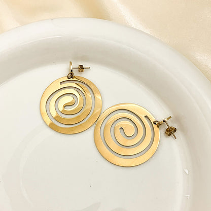 1 Pair Casual Simple Style Roman Style Round Plating Stainless Steel Gold Plated Ear Studs