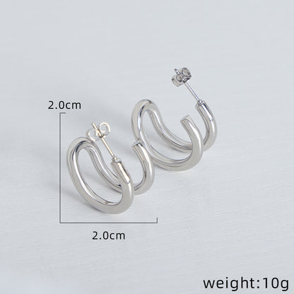 1 Pair Simple Style Geometric Plating Titanium Steel 18k Gold Plated Ear Studs