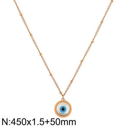 Classic Style Devil's Eye Titanium Steel Plating Inlay Shell 18k Gold Plated Pendant Necklace