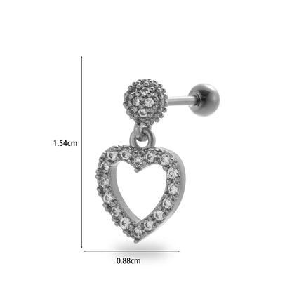 1 Piece Simple Style Classic Style Pentagram Heart Shape Flower Plating Inlay Stainless Steel Zircon 18k Gold Plated Ear Studs