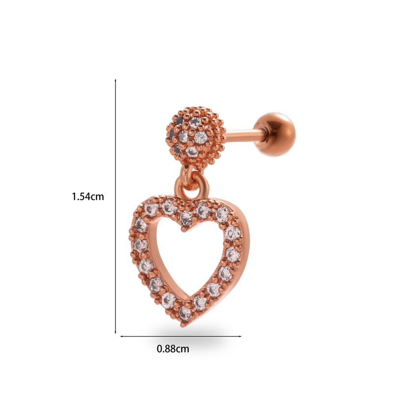 1 Piece Simple Style Classic Style Pentagram Heart Shape Flower Plating Inlay Stainless Steel Zircon 18k Gold Plated Ear Studs