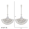 1 Pair Elegant Sector Plating Copper Zircon White Gold Plated Drop Earrings