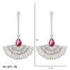 1 Pair Elegant Sector Plating Copper Zircon White Gold Plated Drop Earrings