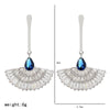 1 Pair Elegant Sector Plating Copper Zircon White Gold Plated Drop Earrings