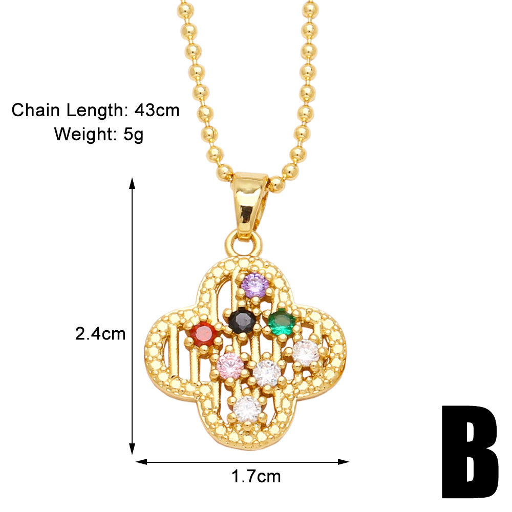 Sweet Heart Shape Copper Plating Inlay Zircon 18k Gold Plated Necklace