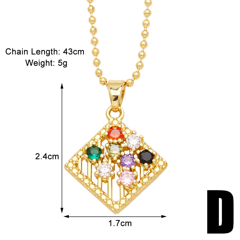 Sweet Heart Shape Copper Plating Inlay Zircon 18k Gold Plated Necklace