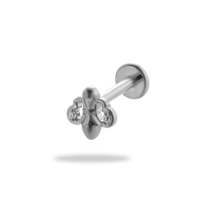 1 Piece Simple Style Flower Plating Inlay Titanium Alloy Zircon 18k Gold Plated Lip Stud Ear Studs