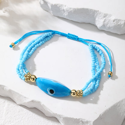 Casual Vintage Style Solid Color Beaded Resin Rope Women's Bracelets