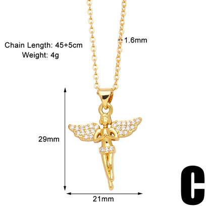 Simple Style Cross Copper Plating Inlay Zircon 18k Gold Plated Necklace