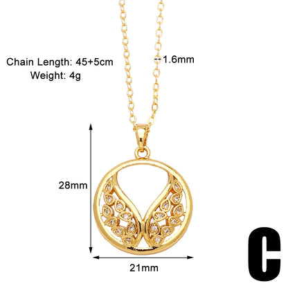 Simple Style Life Tree Copper Plating Inlay Zircon 18k Gold Plated Necklace