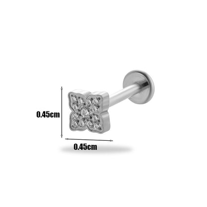 1 Piece Simple Style Korean Style Flower Butterfly Plating Inlay Titanium Alloy Zircon 18k Gold Plated Lip Stud Ear Studs