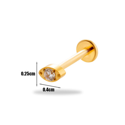 1 Piece Simple Style Korean Style Flower Butterfly Plating Inlay Titanium Alloy Zircon 18k Gold Plated Lip Stud Ear Studs