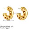 1 Pair Simple Style Solid Color Plating Stainless Steel 18k Gold Plated Hoop Earrings