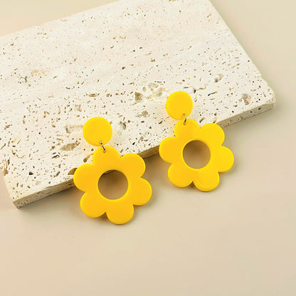 1 Pair Cartoon Style Flower Hollow Out Arylic Drop Earrings