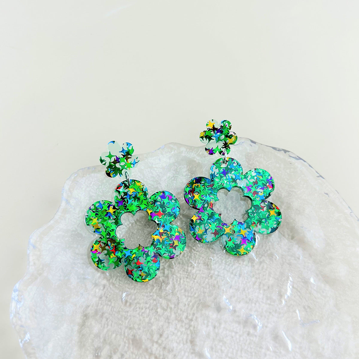 1 Pair Cartoon Style Flower Hollow Out Arylic Drop Earrings