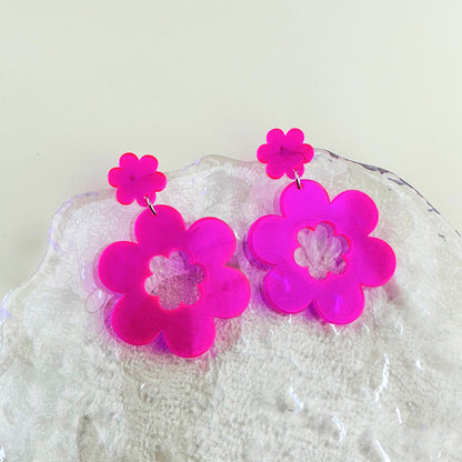 1 Pair Cartoon Style Flower Hollow Out Arylic Drop Earrings