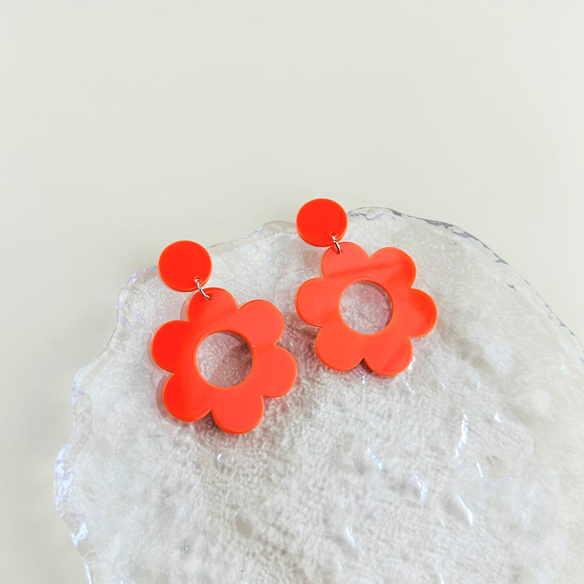 1 Pair Cartoon Style Flower Hollow Out Arylic Drop Earrings