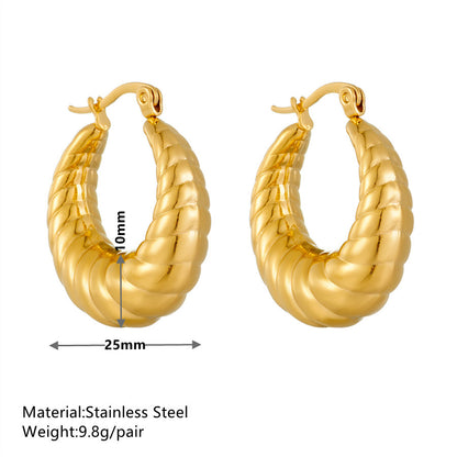 1 Pair Simple Style Solid Color Plating Stainless Steel 18k Gold Plated Hoop Earrings