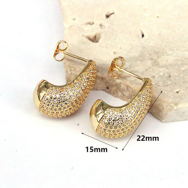1 Pair Glam Luxurious Simple Style Water Droplets Plating Inlay Gold Plated Zircon 18k Gold Plated Ear Studs