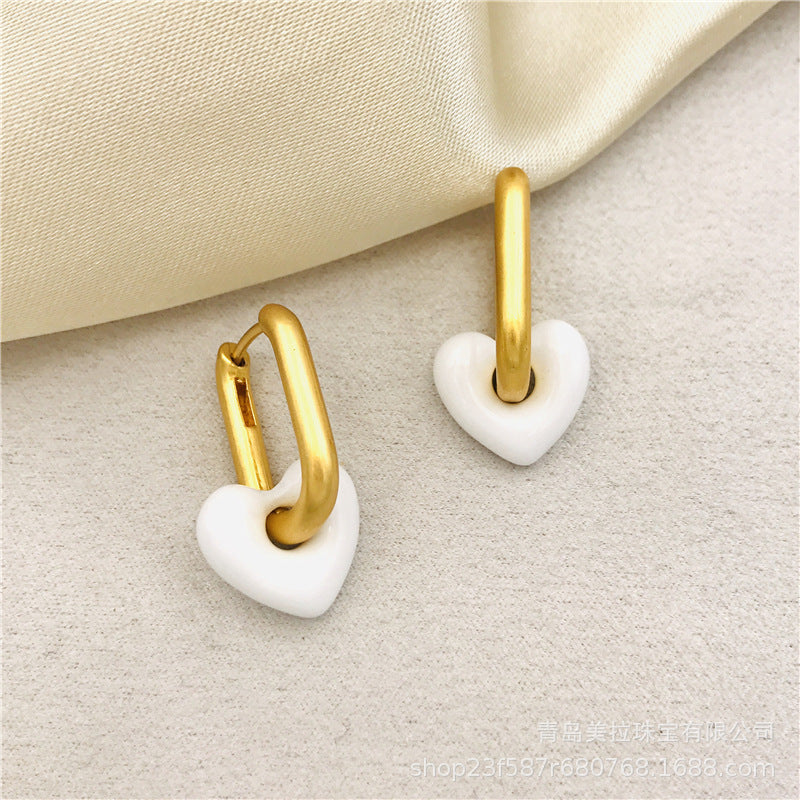 1 Pair Retro Simple Style Heart Shape Plating Brass Drop Earrings