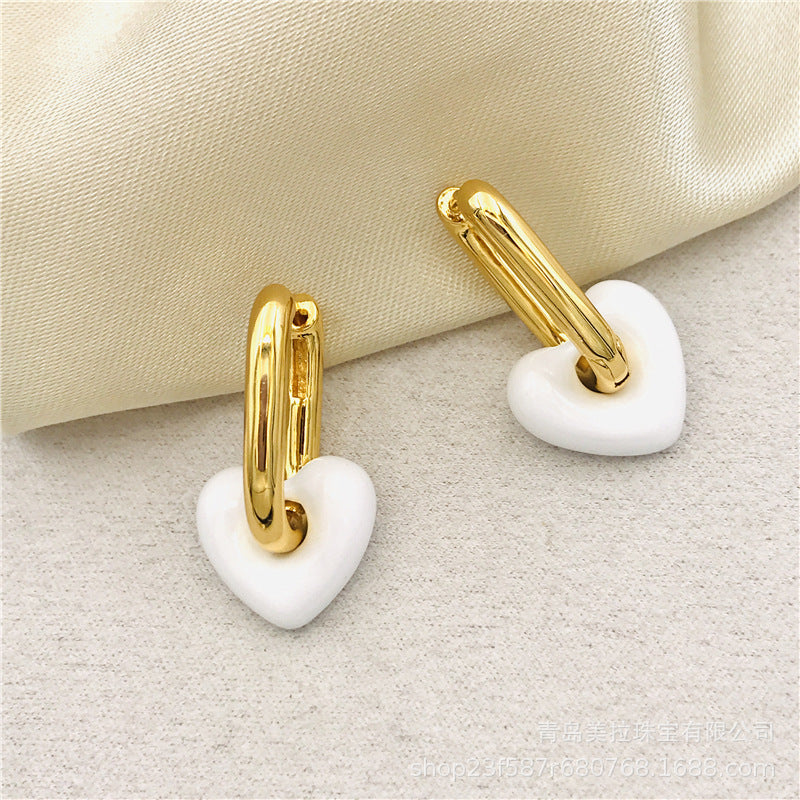 1 Pair Retro Simple Style Heart Shape Plating Brass Drop Earrings