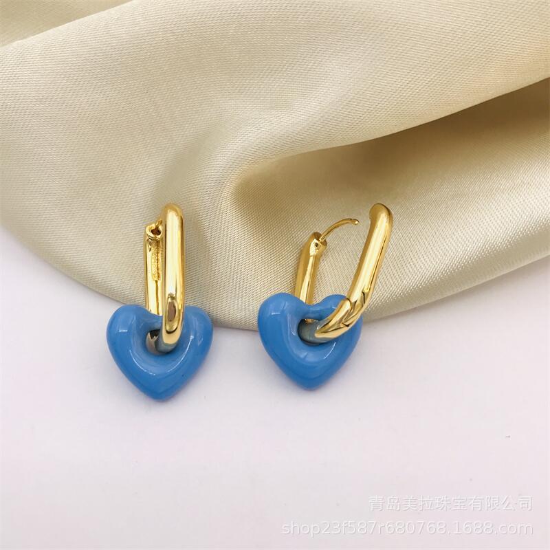 1 Pair Retro Simple Style Heart Shape Plating Brass Drop Earrings