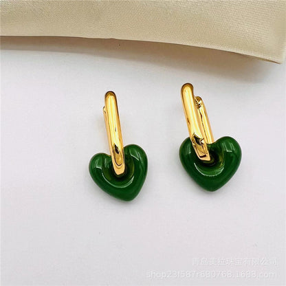 1 Pair Retro Simple Style Heart Shape Plating Brass Drop Earrings