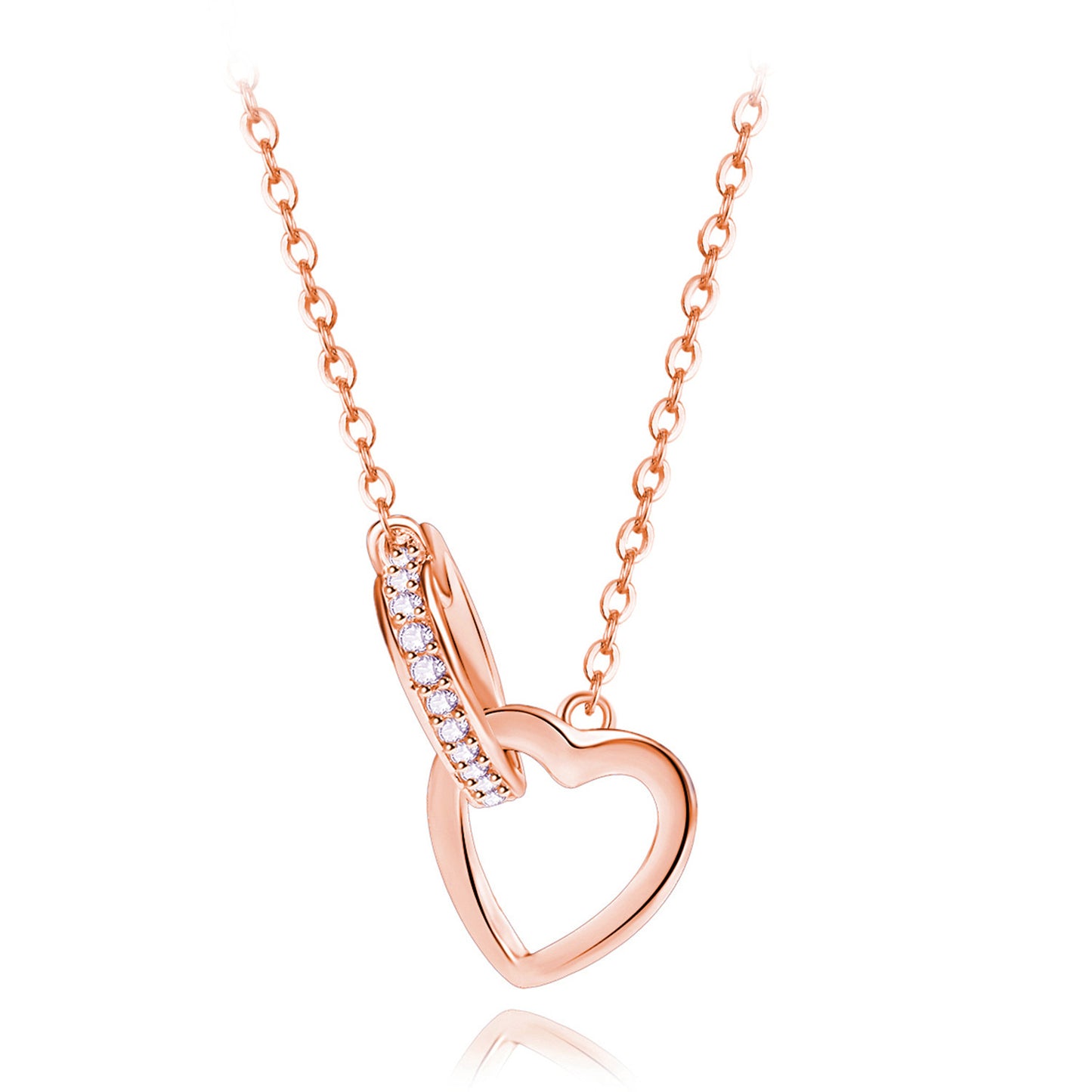 Simple Style Heart Shape Sterling Silver Plating Inlay Zircon Pendant Necklace