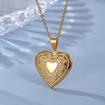 Romantic Heart Shape Stainless Steel Plating Pendant Necklace