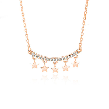 Simple Style Star Sterling Silver Polishing Plating Inlay Zircon Necklace