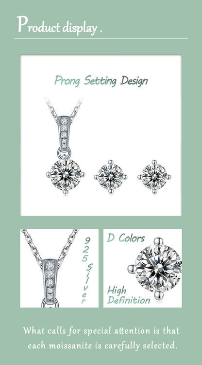 Shiny Solid Color Sterling Silver Plating Inlay Moissanite 18k Gold Plated Women's Jewelry Set