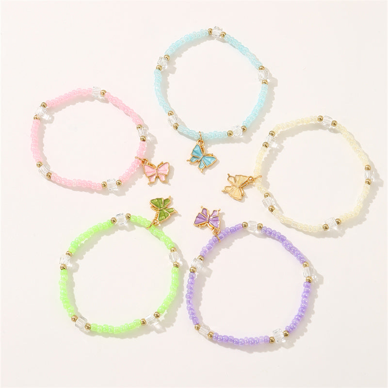 Cute Sweet Solid Color Plastic Beaded Women's Bracelets