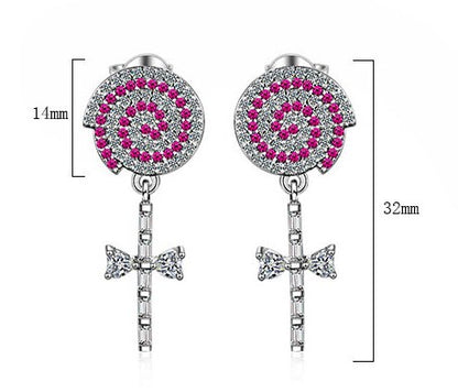 1 Pair Cute Cartoon Plating Inlay Copper Zircon White Gold Plated Ear Studs