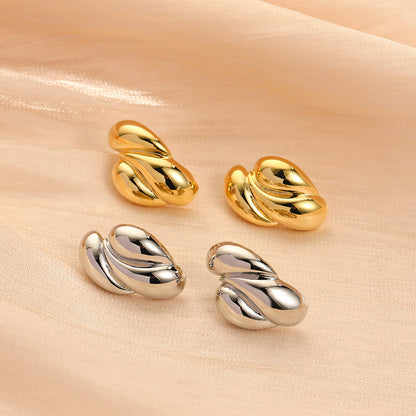 1 Pair Simple Style Solid Color Asymmetrical Plating Copper Gold Plated Ear Studs