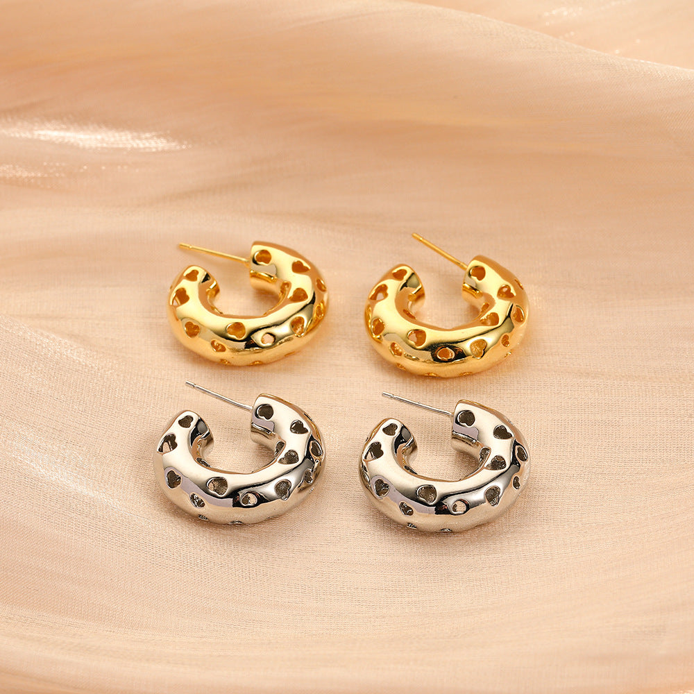 1 Pair Simple Style Solid Color Plating Copper Gold Plated Ear Studs