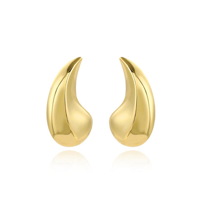 1 Pair Simple Style Water Droplets Plating Copper Gold Plated Ear Studs