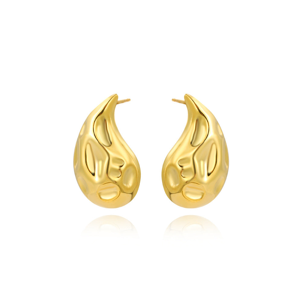 1 Pair Simple Style Water Droplets Plating Copper Gold Plated Ear Studs