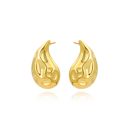 1 Pair Simple Style Water Droplets Plating Copper Gold Plated Ear Studs