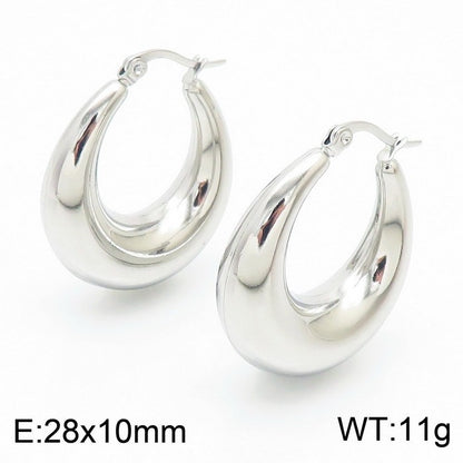 1 Pair Streetwear U Shape Plating Titanium Steel Hoop Earrings Drop Earrings