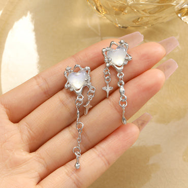 1 Pair Simple Style Classic Style Heart Shape Inlay Alloy Zircon Drop Earrings