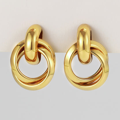 1 Pair Simple Style Classic Style Solid Color Plating Alloy Gold Plated Ear Studs